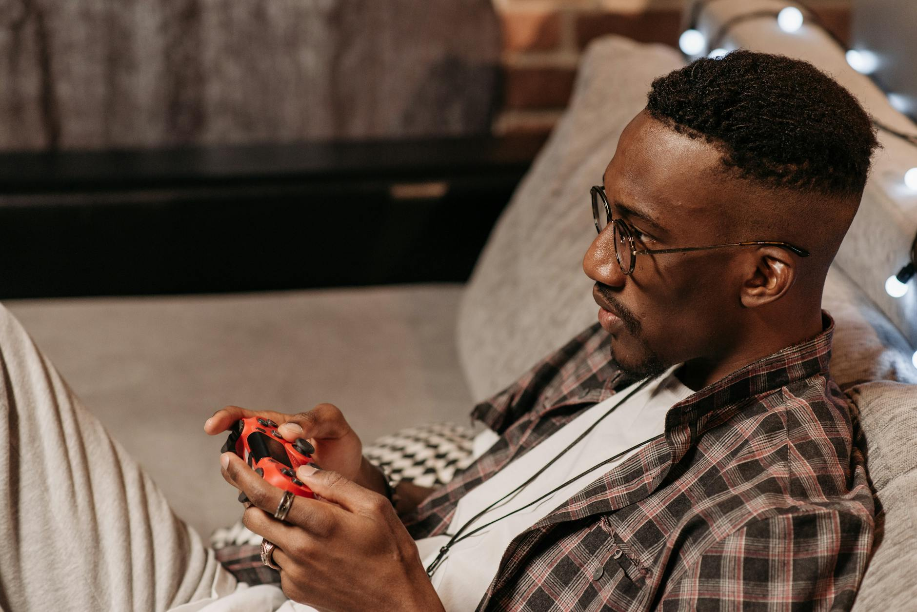 man playing a video game